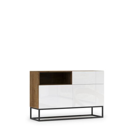 Avorio 120 Komoda Dąb Artisan /Biały Połysk Komód
