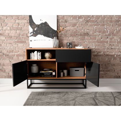 Avorio 120 Komoda Dąb Artisan /Czarny Połysk Komód