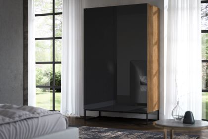 Avorio 120 Szafa Dąb Artisan /Czarny Połysk Gardrób és vitrines szekrény