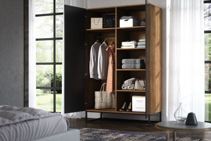 Avorio 120 Szafa Dąb Artisan /Czarny Połysk Gardrób és vitrines szekrény