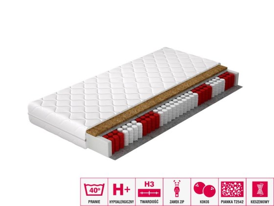 Materac Kieszeniowy Pini 80x200 Hipoalergiczny pokrowiec Matracok-ágybetét