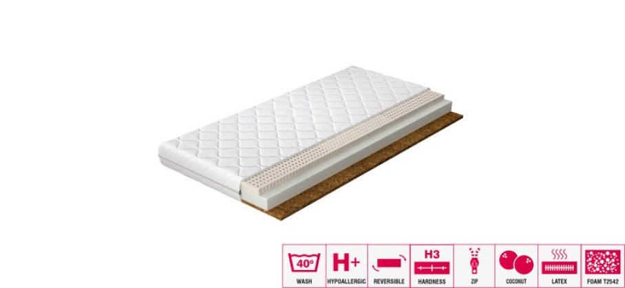 Materac Lateksowy Mokka 200x200 Hipoalergiczny pokrowiec Matracok-ágybetét
